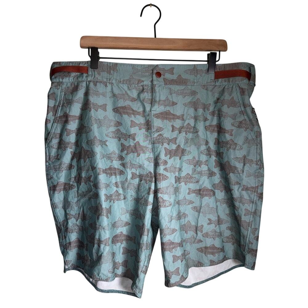 FLYLOW fly fishing outdoor gorpcore adjustable trout pattern swim trunks XXL